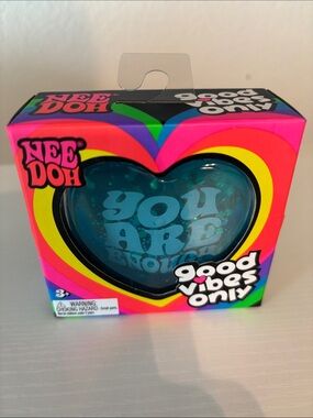 NIB Authentic NeeDoh Good Vibes Only Heart Stress Ball - Teal